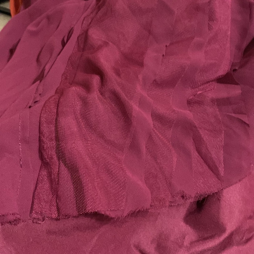 Watters Dove maxi Dress women 0 Elegant Burgundy gown event wedding ruffle hem - Picture 12 of 15